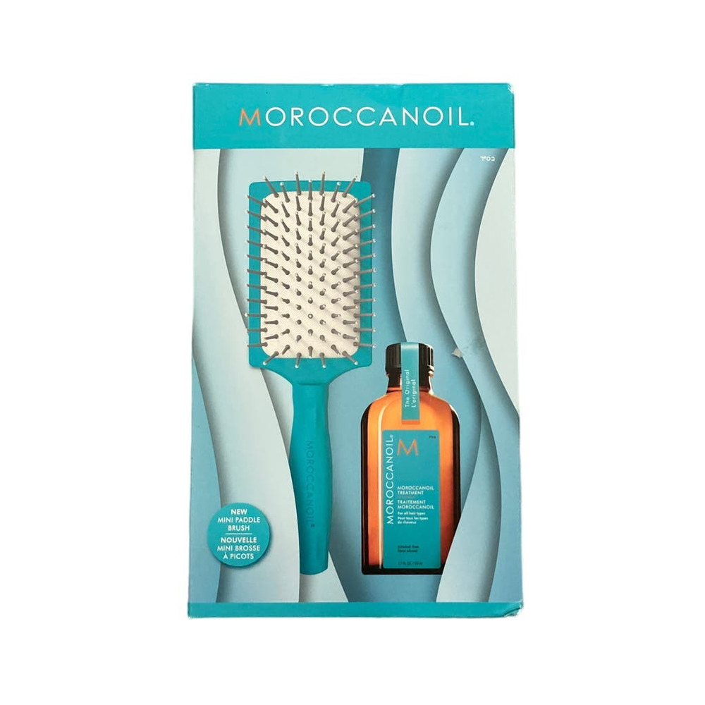 Moroccanoil On the Go Hair Essentials Set with Paddle Brush & Treatment Oil NiB